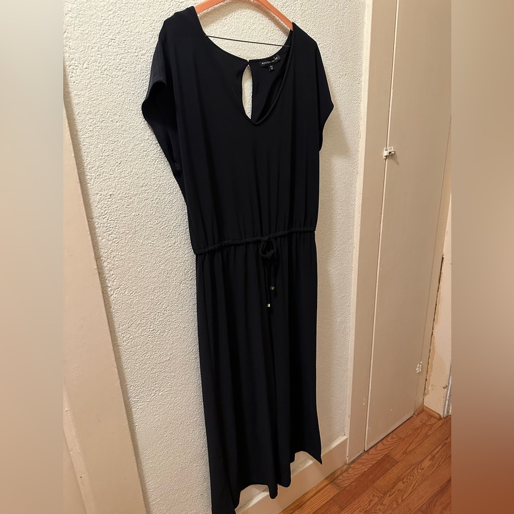 Boston Proper Jumpsuit Women Back Zipper One Button Closure Elastic Waist Size L